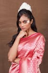 Buy_Pinki Sinha_Pink Pure Silk Handwoven Clover Bloom Banarasi Saree_Online_at_Aza_Fashions
