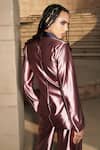 Shop_Cin Cin_Rose Gold Metallic Lycra Lapel Collar Blazer With Pant _Online_at_Aza_Fashions