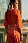 Shop_Cin Cin_Orange Diva Satin Embroidered Sequin Ombre Midi Dress With Belt _Online_at_Aza_Fashions