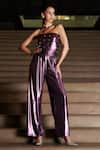 Buy_Cin Cin_Purple Metallic Lycra Embroidered Bodice Crystals Straight Neck Jumpsuit _at_Aza_Fashions