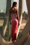 Shop_Cin Cin_Pink Satin Placement Embellished Sequins Halter Neck Ombre Dress _at_Aza_Fashions