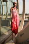Shop_Cin Cin_Pink Satin Placement Embellished Sequins Halter Neck Ombre Dress _Online_at_Aza_Fashions