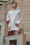 Buy_Cin Cin_White Banana Crepe Embellished Lace Shirt Collar Dress _Online_at_Aza_Fashions