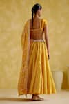 Shop_5Elements_Yellow Lehenga Silk Organza Embellished Gota V Neck Anvi Set _at_Aza_Fashions