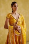 Shop_5Elements_Yellow Lehenga Silk Organza Embellished Gota V Neck Anvi Set _Online_at_Aza_Fashions