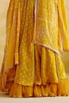 5Elements_Yellow Lehenga Silk Organza Embellished Bandhani V Neck Aparna Pattern Set _Online_at_Aza_Fashions