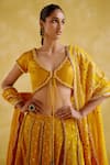 5Elements_Yellow Lehenga Silk Organza Embellished Bandhani V Neck Aparna Pattern Set _at_Aza_Fashions