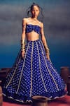 Buy_5Elements_Blue Lehenga Silk Organza Embellished Bandhani Aparna Pattern And Blouse Set _at_Aza_Fashions