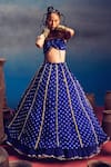 Buy_5Elements_Blue Lehenga Silk Organza Embellished Bandhani Aparna Pattern And Blouse Set _Online_at_Aza_Fashions