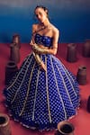 5Elements_Blue Lehenga Silk Organza Embellished Bandhani Aparna Pattern And Blouse Set _at_Aza_Fashions