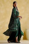 5Elements_Green Modal Satin Embellished Bandhani Malini Pattern Overlay Skirt Set _at_Aza_Fashions