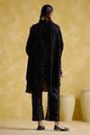 Shop_5Elements_Black Modal Satin Embellished Bandhani Shirt Pattern Asymmetric Kaftan For Women_at_Aza_Fashions