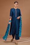 Buy_BAIDEHI_Blue Kurta And Pant Chanderi Silk Embroidered Bead Set With Tie-dye Dupatta _at_Aza_Fashions