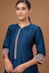 BAIDEHI_Blue Kurta And Pant Chanderi Silk Embroidered Bead Set With Tie-dye Dupatta _Online_at_Aza_Fashions