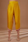 BAIDEHI_Yellow Kurta And Pant Chanderi Silk Embroidered Zari V-neck Set _Online_at_Aza_Fashions