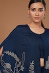 Shop_BAIDEHI_Blue Chinon Georgette Embroidered Cutdana Round Floral Cape Palazzo Set _Online_at_Aza_Fashions