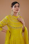 BAIDEHI_Yellow Dupion Silk Embroidered High Round Peplum Top Skirt Set _Online_at_Aza_Fashions