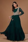 Buy_BAIDEHI_Green Georgette Embroidered Gota Patti Round Tiered Anarkali _at_Aza_Fashions