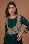 BAIDEHI_Green Georgette Embroidered Gota Patti Round Tiered Anarkali _Online_at_Aza_Fashions