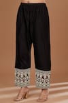 BAIDEHI_Black Kurta And Pant Chanderi Silk Embroidered Thread Round A Line Set _Online_at_Aza_Fashions