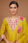 Buy_BAIDEHI_Yellow Kurta And Palazzo Chanderi Silk Embroidered Sequin Gota Patti Pant Set _Online_at_Aza_Fashions