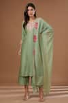 Buy_BAIDEHI_Green Kurta And Palazzo Chanderi Silk Embroidered Sequin Gota Patti Pant Set _at_Aza_Fashions