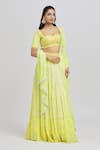 Buy_Label Priyanka Kar_Yellow Georgette Embroidered Sweetheart Lehenga Set _at_Aza_Fashions