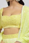 Label Priyanka Kar_Yellow Georgette Embroidered Sweetheart Lehenga Set _at_Aza_Fashions