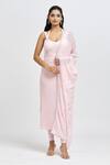 Label Priyanka Kar_Pink Georgette Embellished Floral Pattern Kurta Legging Set _at_Aza_Fashions