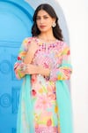 Seams Pret And Couture_Multi Color Georgette And Shantoon Print Floral Round Tahira Kurta Sharara Set _Online_at_Aza_Fashions