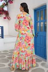 Shop_Seams Pret And Couture_Multi Color Crepe And Shantoon Print Floral Round Neck Zainab Dress _at_Aza_Fashions