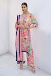 Buy_Seams Pret And Couture_Multi Color Georgette Printed And Hand Embroidered Floral Amira Tunic Pant Set _at_Aza_Fashions