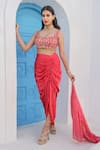 Buy_Seams Pret And Couture_Pink Georgette Printed And Embroidered Maze Cape Open Chanchal Skirt Set_Online_at_Aza_Fashions