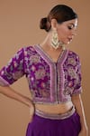 BAIDEHI_Purple Chinon Georgette Layered Draped Lehenga Saree Set With Blouse _Online_at_Aza_Fashions