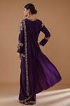 Shop_BAIDEHI_Purple Crepe Embroidered Zari Round Floral Vine Pre-draped Saree With Blouse _at_Aza_Fashions