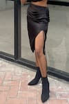 Buy_Detales_Black Armani Satin Plain Drawstring Skirt_Online_at_Aza_Fashions