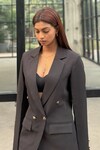 Shop_Detales_Black Banana Crepe Plain Lapel Collar Double Breasted Blazer_at_Aza_Fashions