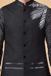 Buy_Manish Nagdeo_Black Ruby Silk Printed Floral Asymmetric Bundi Jacket Kurta Set 