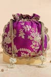 Shop_AMYRA_Purple Embroidered Blossom Potli _at_Aza_Fashions