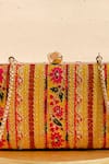 Buy_AMYRA_Yellow Zari Zuri Floral Thread Embroidered Box Clutch _Online_at_Aza_Fashions