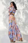 Shop_Bhanuni By Jyoti_Pink Viscose Printed Floral Taylor Maxi Skirt _at_Aza_Fashions