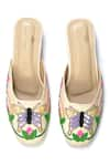 Shop_Sole Mates by Palak_Beige Sequin Butterfly Motif Embroidered Mules _at_Aza_Fashions