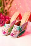 Buy_Sole Mates by Palak_Blue Bead Flamingo Motif Embroidered Mules _at_Aza_Fashions