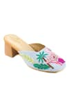 Shop_Sole Mates by Palak_Blue Bead Flamingo Motif Embroidered Mules _Online_at_Aza_Fashions