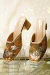 Buy_Sole Mates by Palak_Gold Sequin Sunshine Embellished Mules _at_Aza_Fashions