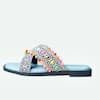 Sole Mates by Palak_Blue Bead Mykonos Embroidered Criss Cross Sliders _Online_at_Aza_Fashions