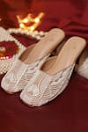 Buy_Sole Mates by Palak_Beige Pearl Taj And Cutdana Embellished Mules _at_Aza_Fashions