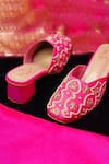 Shop_Sole Mates by Palak_Pink Pearl Floral And Cutdana Embroidered Mules _at_Aza_Fashions