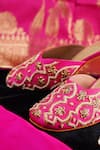 Sole Mates by Palak_Pink Pearl Floral And Cutdana Embroidered Mules _Online_at_Aza_Fashions