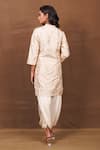 Shop_Pinki Sinha_Ivory Banarasi Silk Handwoven Floral Vintage Pattern Kurta And Dhoti Pant Set _at_Aza_Fashions